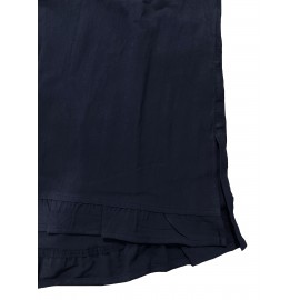 Ruffle Hem Solid Blouse, Casual Crew Neck Long Sleeve Blouse, Women's Clothing