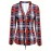 Plaid Print Drawstring Blouse, Casual Long Sleeve V Neck Blouse, Women's Clothing