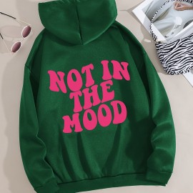 Casual Letter Print Hoodie, Drawstring Hooded Pocket Fashion Loose Fall & Winter Sweatshirt, Women's Clothing