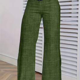 Cross Waist Wide Leg Pants, Casual Loose Mesh Stitching Pants, Women's Clothing